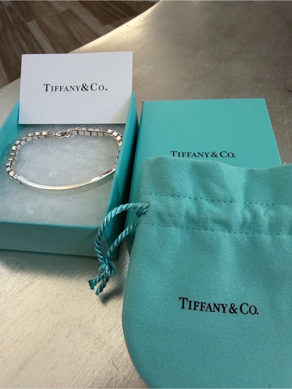 NEW Tiffany & Co. Silver ID Men’s Bracelet - Tiffany Blue Pouch Included 6 1/2”